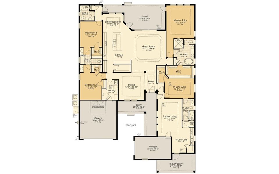 2D floor plan layout for the Oakmont by Vitale Homes in Royal Highlands, Brooksville, FL (Image 3).