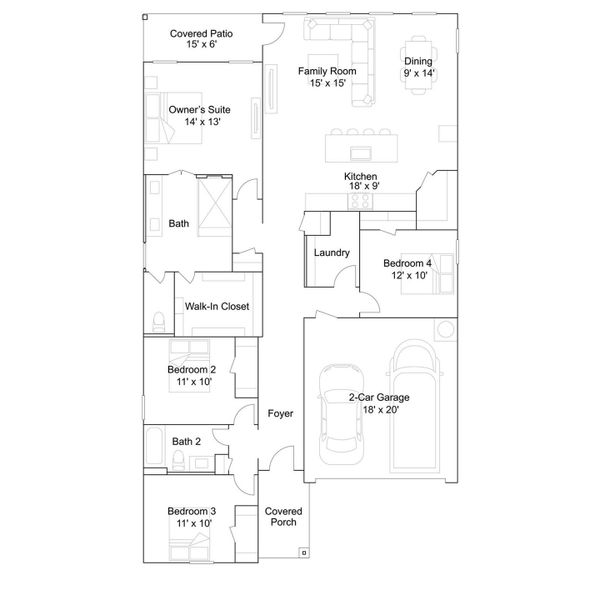 2D floor plan layout of this home in The Highlands, Porter, TX (Image 2). 2D floor plan layout of this home in The Highlands, Porter, TX (Image 2).
