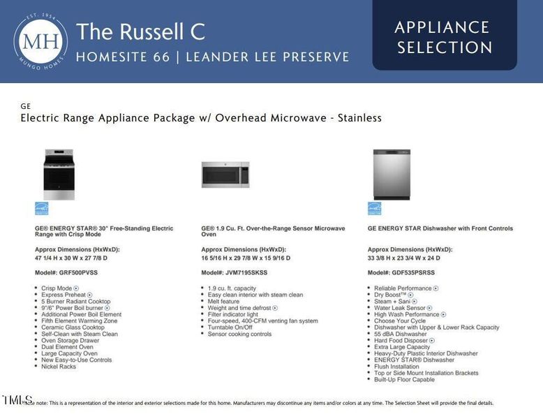 appliance selection
