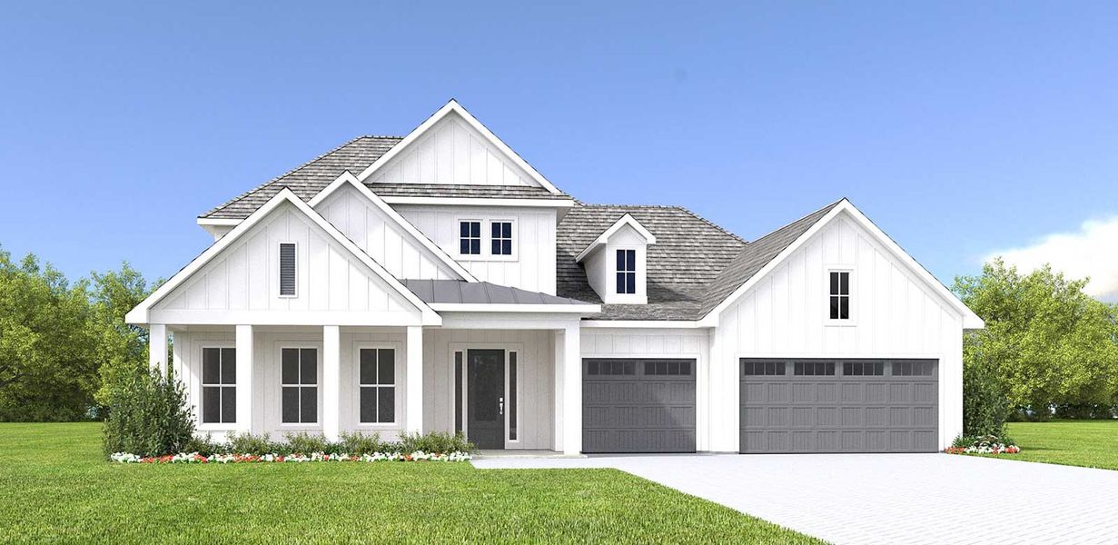 Representative exterior photo of a completed home built from the Harper - Hidden Creek by MasterCraft Builder Group in SilverLeaf, St. Augustine, FL (Image 23).