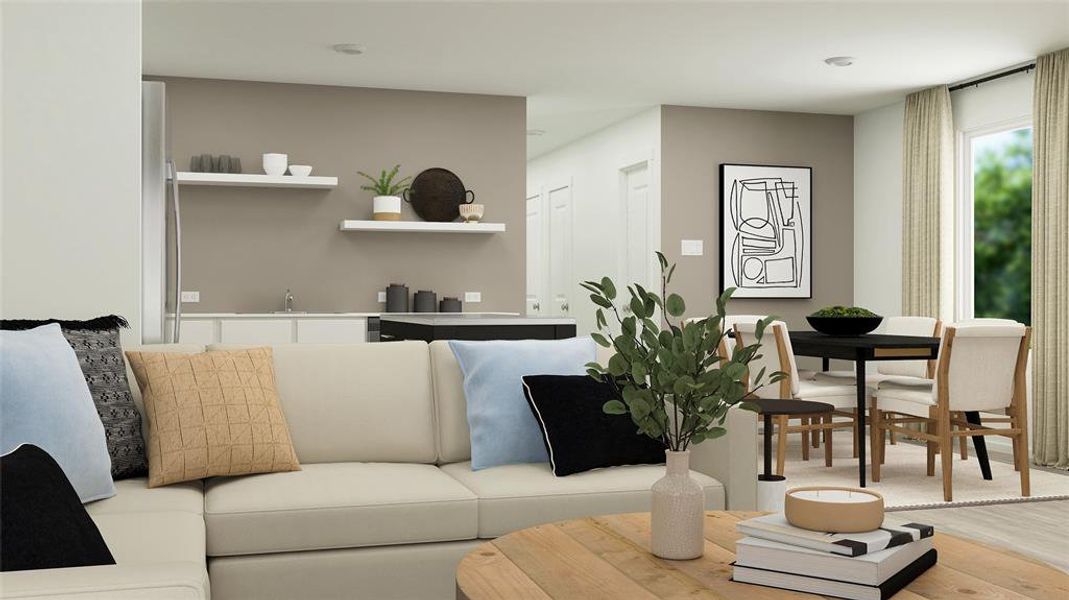 Living room featuring hardwood / wood-style flooring and sink