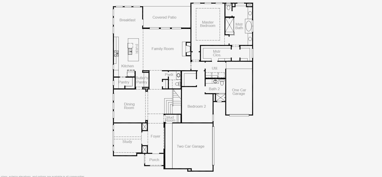 2D floor plan layout for the Kaufman by Coventry Homes in Palmera Ridge, Leander, TX (Image 3).