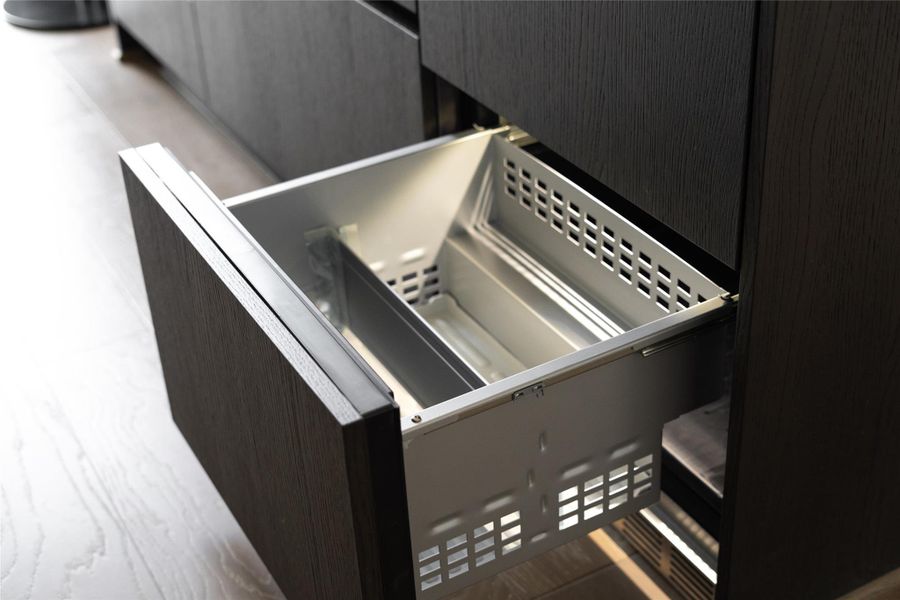 Kitchen features include Gaggenau double refrigerator drawers.