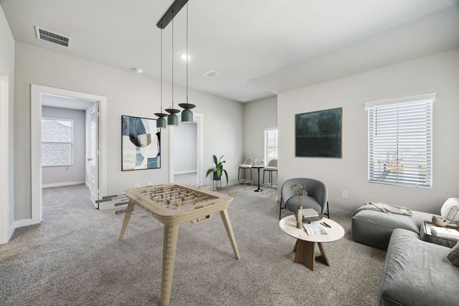 Game Room in the Holden home plan by Trophy Signature Homes – REPRESENTATIVE PHOTO
