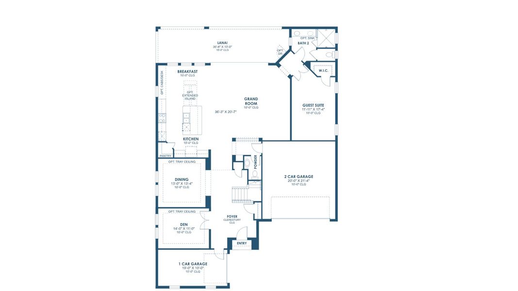 2D floor plan layout for the Madeira III by Homes by WestBay in Longleaf at Grand Park, Sarasota, FL (Image 3).