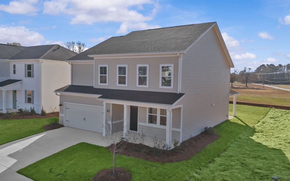 Front exterior of a new home in Fox Hollow, Spartanburg, SC, highlighting curb appeal (Image 20).