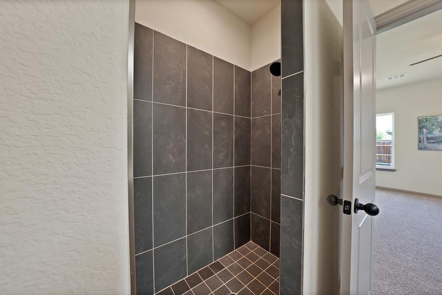 Spacious walk-in shower Spacious walk-in shower