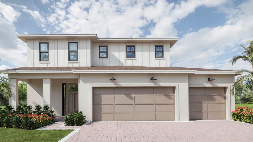 Representative exterior photo of a completed home built from the Ponte Vedra by D.R. Horton in Aspen Estates, Homestead, FL (Image 1). Representative exterior photo of a completed home built from the Ponte Vedra by D.R. Horton in Aspen Estates, Homestead, FL (Image 1).