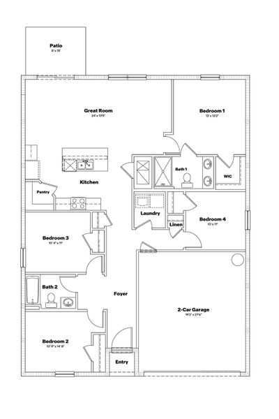 2D floor plan layout for the FREEPORT II by D.R. Horton in Sunset Hills, Summerfield, FL (Image 5).