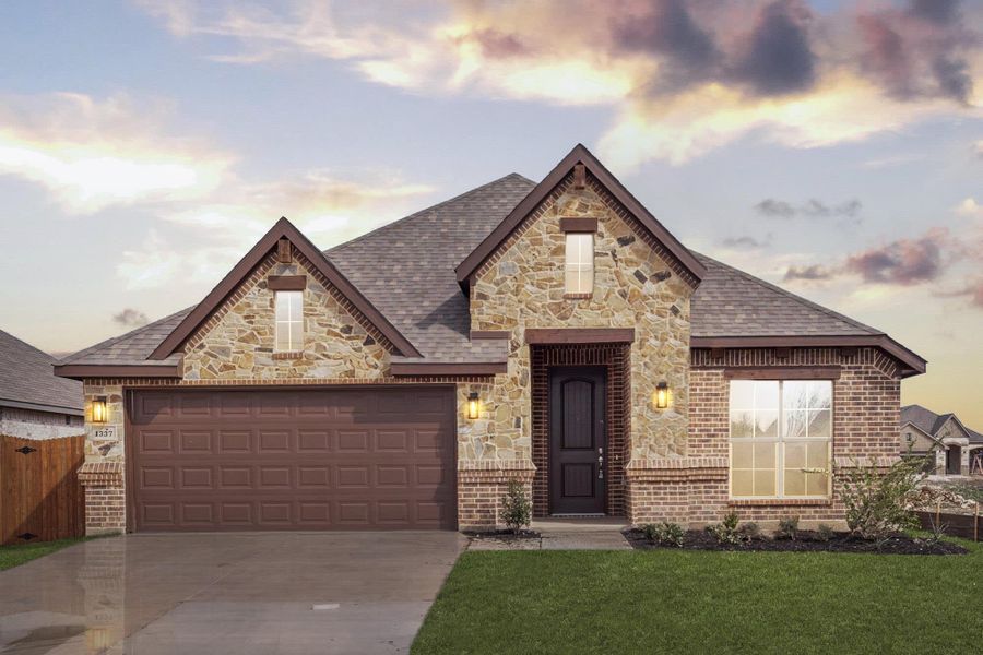 Elevation C with Stone | Concept 2186 at Chisholm Hills in Cleburne, TX by Landsea Homes