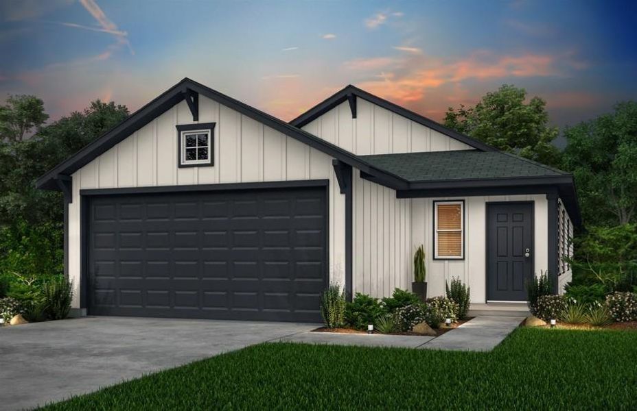 Front exterior of a new home in Stokesbury, Waller, TX, highlighting curb appeal (Image 1).