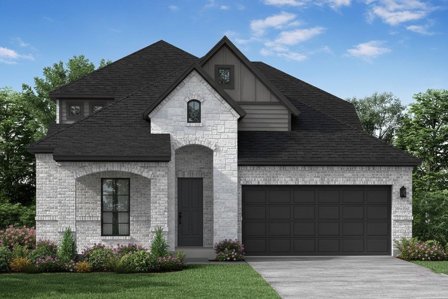 Representative exterior photo of a completed home built from the Atlanta by John Houston Homes in BridgeWater - Phase 1, Midlothian, TX (Image 4). Representative exterior photo of a completed home built from the Atlanta by John Houston Homes in BridgeWater - Phase 1, Midlothian, TX (Image 4).