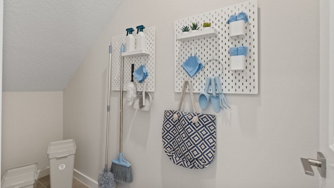 Ponte Vedra Model Home Under Stairs Storage at Entry Interior at Willowbrook North by DRB Homes in Winter Haven FL Ponte Vedra Model Home Under Stairs Storage at Entry Interior at Willowbrook North by DRB Homes in Winter Haven FL