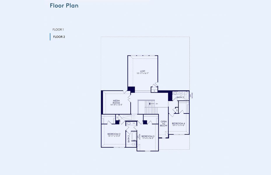 2D floor plan layout of this home in Bluffview Reserve, Leander, TX (Image 6).