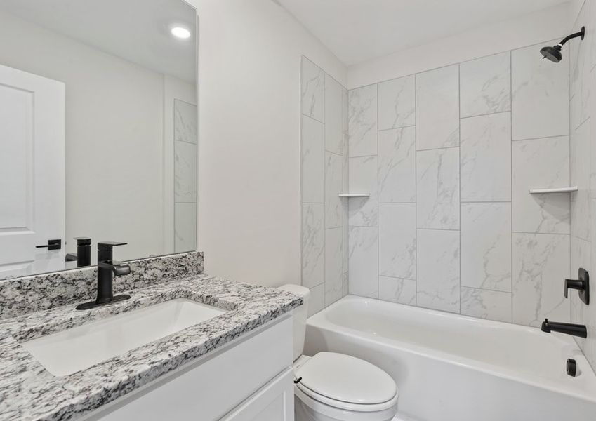 The secondary bathroom