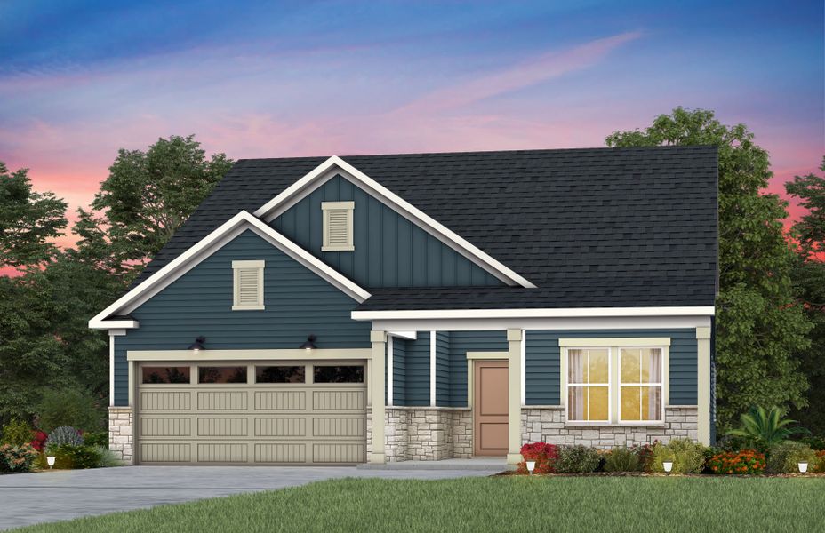 Representative exterior photo of a completed home built from the Bedrock by Pulte Homes in The Retreat at Carolina Ridge, Harrisburg, NC (Image 24).