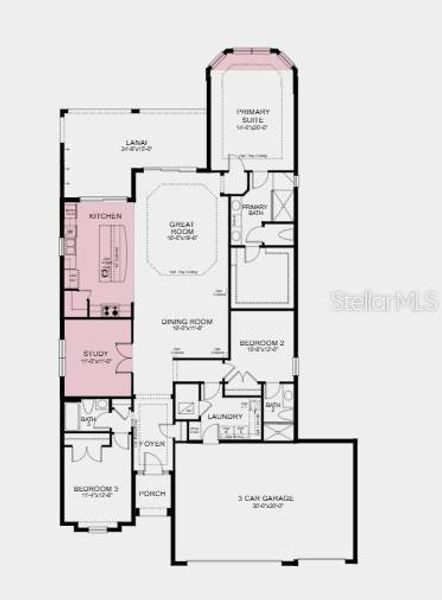 Additional Highlights Include: Gourmet kitchen, study in place of flex, bay window at primary suite, tray ceilings at primary suite and great room, 8' interior doors, and extended covered lanai.