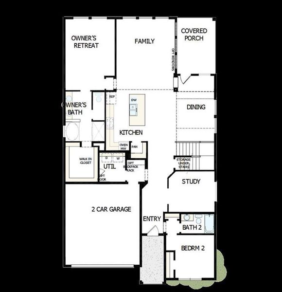 2D floor plan layout of this home in Creekshaw – Classic, Royse City, TX (Image 3).