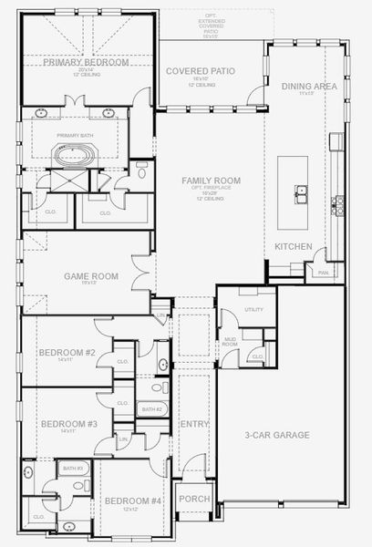 2D floor plan layout for the 2994W by Perry Homes in Two Step Farm 60', Montgomery, TX (Image 3). 2D floor plan layout for the 2994W by Perry Homes in Two Step Farm 60', Montgomery, TX (Image 3).