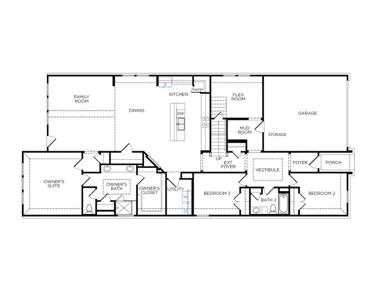 2D floor plan layout for the Venice by Tricoast Homes in River Ranch 55', Dayton, TX (Image 7). 2D floor plan layout for the Venice by Tricoast Homes in River Ranch 55', Dayton, TX (Image 7).