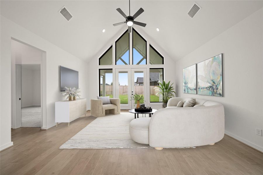 Furnished interior view inside a new home in Bridgeland 45', 50', 70', Cypress (Image 4). Furnished interior view inside a new home in Bridgeland 45', 50', 70', Cypress (Image 4).