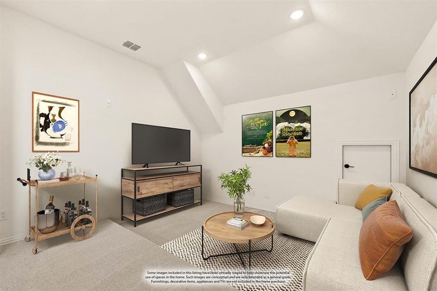 Furnished interior view inside a new home in Wildflower Ranch 60-65, Fort Worth (Image 11). Furnished interior view inside a new home in Wildflower Ranch 60-65, Fort Worth (Image 11).