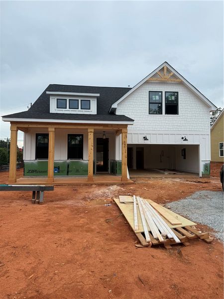A new construction home awaits completion, showcas A new construction home awaits completion, showcas