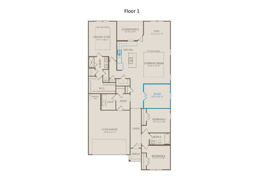 2D floor plan layout of this home in Treeline, Justin, TX (Image 3).