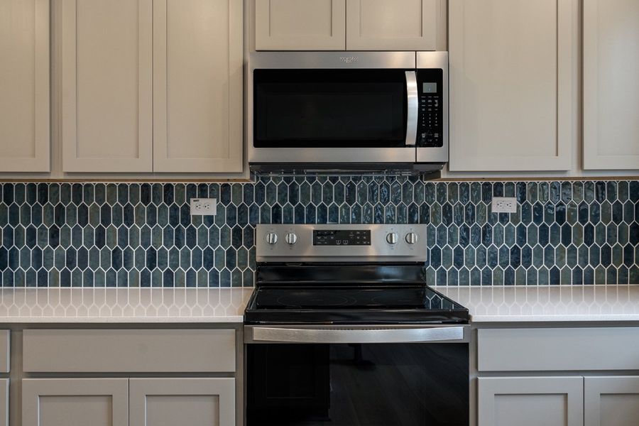 Picket-style tile backsplash Picket-style tile backsplash