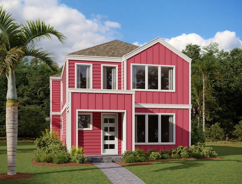 Representative exterior photo of a completed home built from the Berkeley II by Ashton Woods in Weslyn Park Single Family, St. Cloud, FL (Image 6).