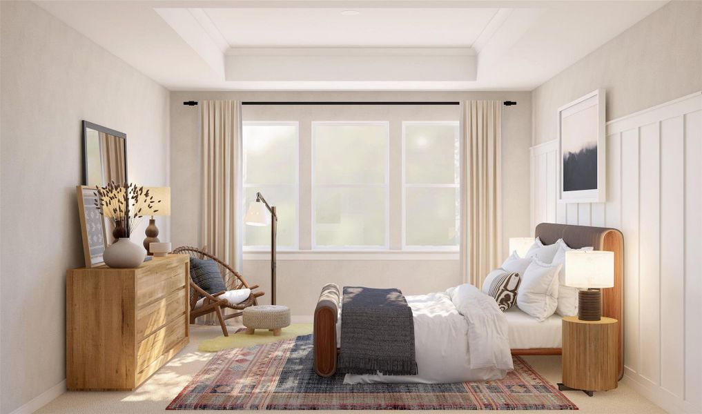 Tranquil primary suite (*Artist rendering used for illustration purposes only.)