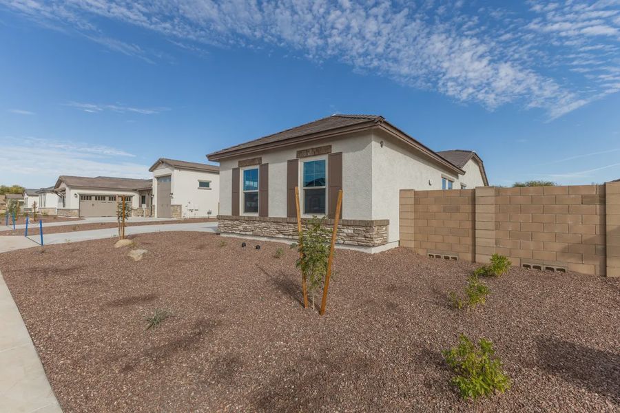 Exterior details and patio area of a home in Valencia at Granite Vista, Waddell (Image 3).
