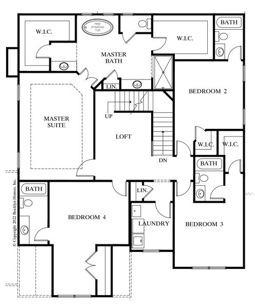 2D floor plan layout for the Sycamore by Rocklyn Homes in Waterford at Briarcliff, Atlanta, GA (Image 3).