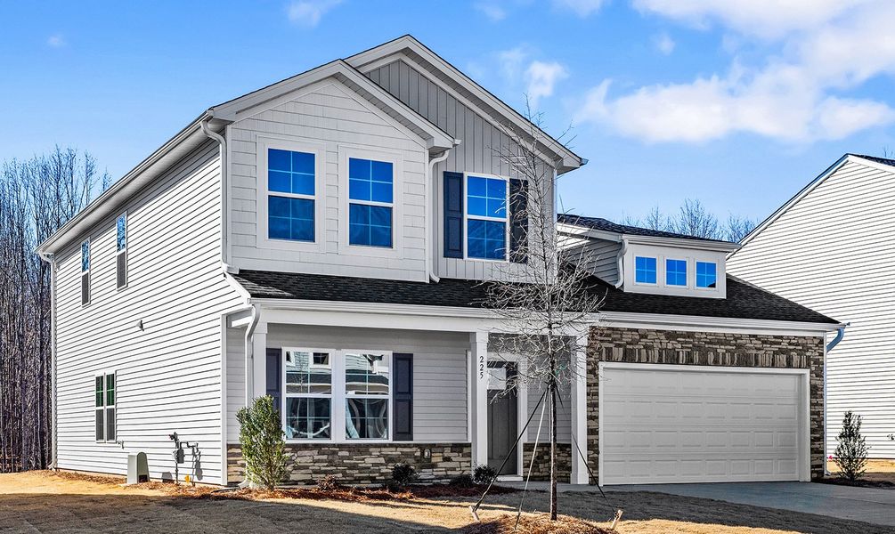 Front exterior of a new home in Fieldstone, Lexington, NC, highlighting curb appeal (Image 2). Front exterior of a new home in Fieldstone, Lexington, NC, highlighting curb appeal (Image 2).