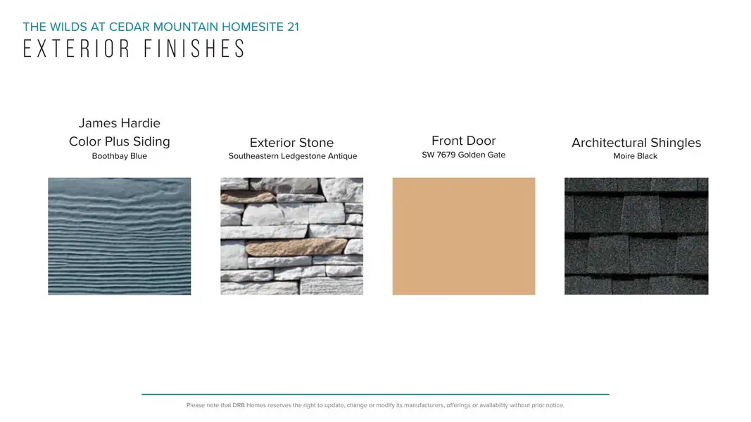 Sample of building materials used in homes in The Wilds at Cedar Mountain, Asheville (Image 15). Sample of building materials used in homes in The Wilds at Cedar Mountain, Asheville (Image 15).