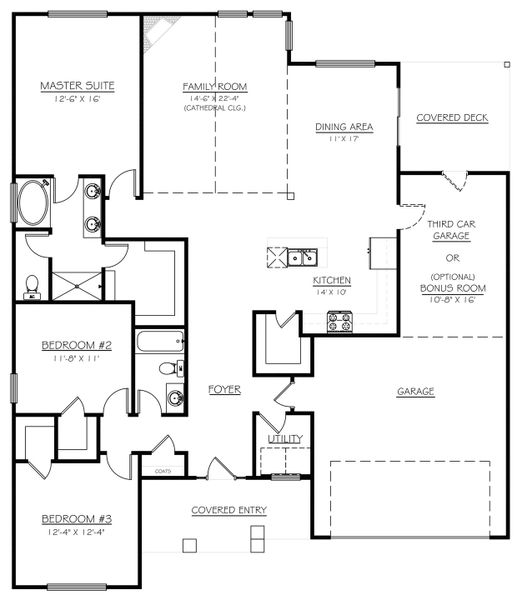 2D floor plan layout for the Oakland by SK Builders in Blue Ridge Trail, Fountain Inn, SC (Image 11).
