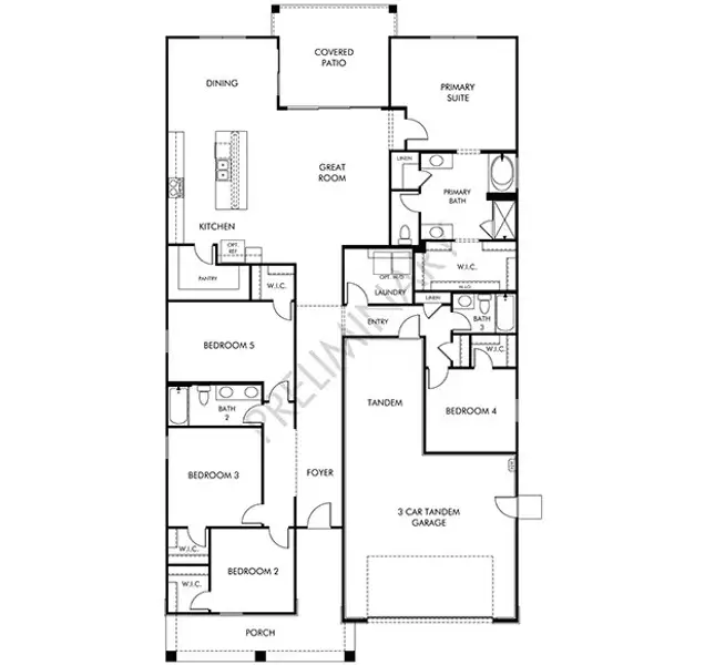 2D floor plan layout of this home in Abel Ranch Signature Series, Goodyear, AZ (Image 3).