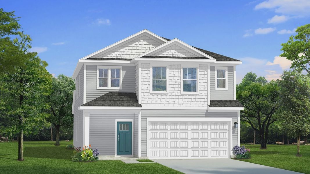 Elevation 3 rendering of the Mint home plan by DRB Homes Elevation 3 rendering of the Mint home plan by DRB Homes