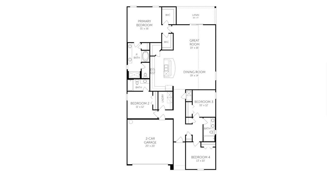 2D floor plan layout for the Mayport I - 50' Homesites by Dream Finders Homes in Amberly, Green Cove Springs, FL (Image 3).