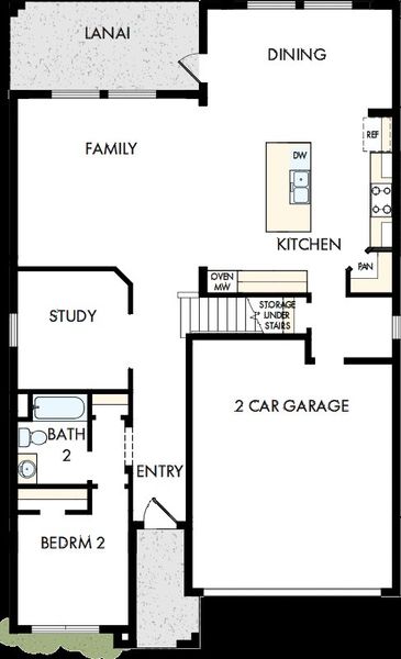 2D floor plan layout of this home in Waterset Tradition Series, Apollo Beach, FL (Image 2). 2D floor plan layout of this home in Waterset Tradition Series, Apollo Beach, FL (Image 2).