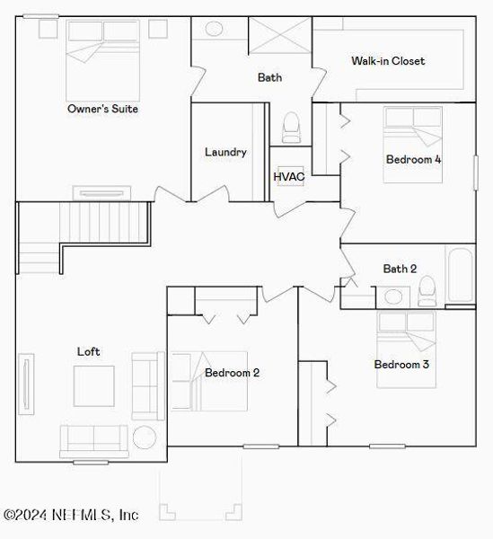 2D floor plan layout of this home in Holstein Crossing, Green Cove Springs, FL (Image 3).