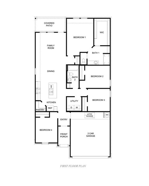 2D floor plan layout of this home in Saratoga Crossing, Corpus Christi, TX (Image 2).
