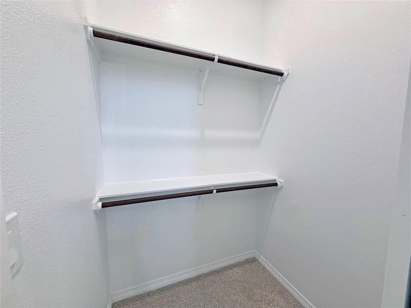 Spacious closet with light colored carpet