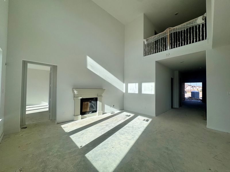 Construction Progress - Family room with fireplace