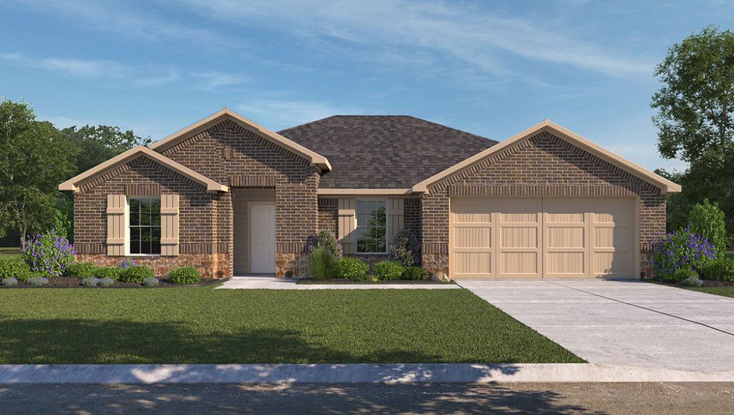 Front exterior of a new home in Heritage Parks, Abilene, TX, highlighting curb appeal (Image 1). Front exterior of a new home in Heritage Parks, Abilene, TX, highlighting curb appeal (Image 1).