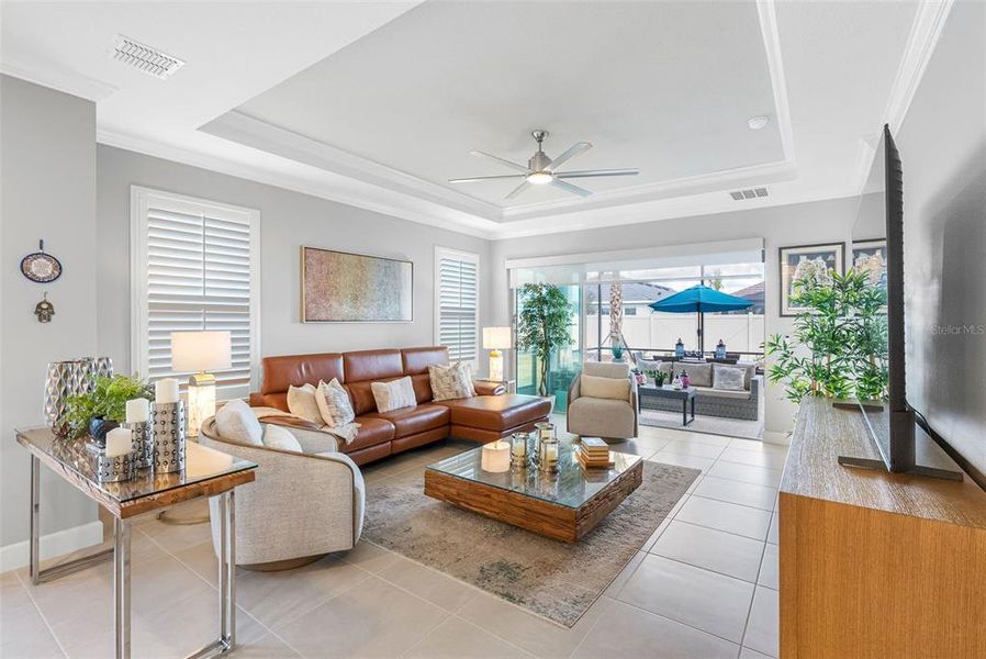 Furnished interior view inside a new home in Esplanade at Wiregrass Ranch, Wesley Chapel (Image 8).