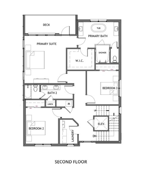 2D floor plan layout for the Emery Contemporary by Brock Built in The Gathering Alpharetta, Alpharetta, GA (Image 4).
