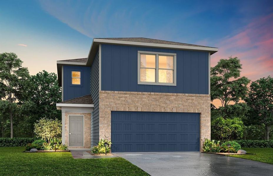 Traditional-style house featuring an attached garage, a shingled roof, board and batten siding, and driveway Traditional-style house featuring an attached garage, a shingled roof, board and batten siding, and driveway