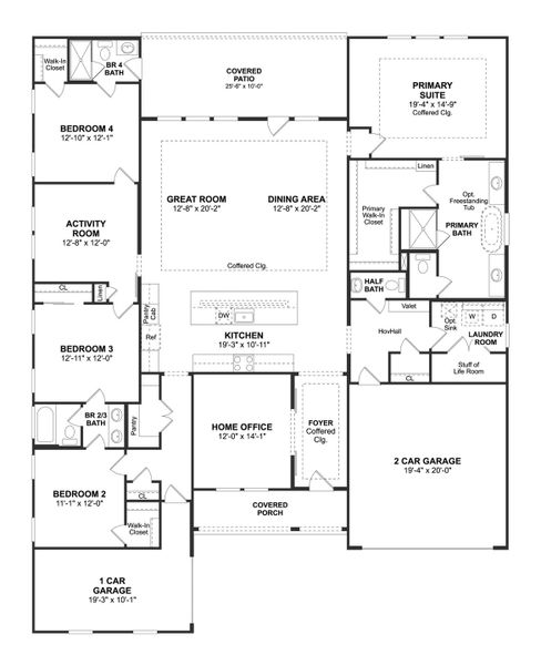 2D floor plan layout for the Austin by K. Hovnanian® Homes in Elevon, Lavon, TX (Image 3). 2D floor plan layout for the Austin by K. Hovnanian® Homes in Elevon, Lavon, TX (Image 3).