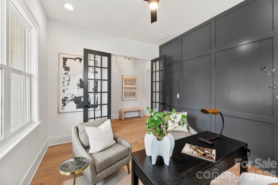 Another view of the office with french doors Another view of the office with french doors